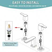 RP25513 Faucet Stem Replacement Kit Compatible With Delta Two Handle Faucets, Faucet Cartridge Repair Kit With 1/4 Turn Stop, RP4993 Seats And Springs, Hot And Cold Stem Assembly, 2 Pack - As Pic - View 3