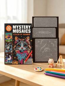 1pc 32-Page Colorful Counting Painting Notebook, Pixel Art Coloring Book, Art Learning Drawing Book, School Art Supplies, Watercolor Coloring Doodle Book, Great Christmas Gift, Halloween Gift And Back To School Gift - View 5