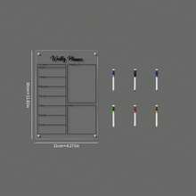 Refrigerator Magnetic Acrylic Planning Board Transparent Weekly Schedule Checklist Board Reusable Erasable Shopping List Memo Board White, Black, Gold 3 Colors Available Home Kitchen Whiteboard - Multicolor - View 13