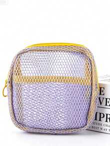 1pc Mini Macaron Color Fresh Fashion High-Quality Mesh Storage Bag (Hanging Rope Needs To Be Purchased Separately, Random Color), Sanitary Napkin Bag, Cosmetic Bag, Storage Bag, Women Makeup Bag, Girls Tampon Storage Bag - Multicolor - View 16