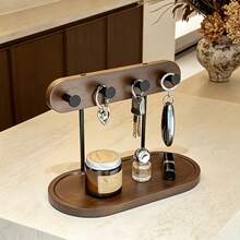 Desktop Key Holder With Tray, 20.32cm High Small Tabletop Storage Rack, 3-In-1 Multifunctional Desktop Organizer, Suitable For Keys, Fashion Glasses, Watches, Mail, Letters, Non-Food Contact Decorative Rack, Suitable For Entryway, Bedroom, Bathroom, Office Desktop Use - Multicolor - View 10