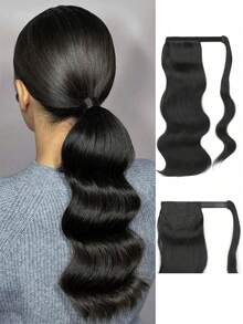 18 Inch Heat-Resistant Wavy Synthetic Fiber Ponytail Extension, Daily Wear, Gold - Multicolor - View 11