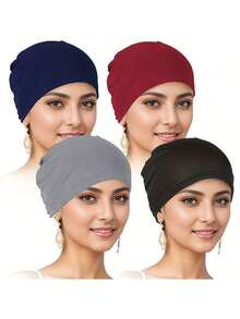 6/4/1pc Soft Elastic Lining Headscarf - Elegant Solid Color, Multi-Functional Headscarf, Fashionable Chemotherapy Hat, Suitable For Women - Ideal Choice For Casual Wear - Multicolor - View 3