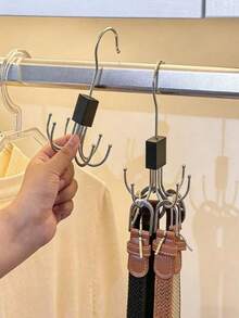 Belt Storage Rack, 360° Rotating Metal Hanger, Can Store Hats, Underwear, Ties, Belts, Scarves; Storage Hooks For Dorm, Home, Campus, Hotel Use, Portable For Travel - Multicolor - View 3