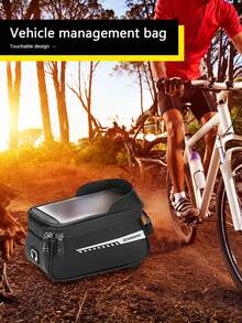 Waterproof Bicycle Front Frame Bag With TPU Touchscreen Sunshade And Rain Cover, Bike Storage Bag And Phone Holder, Suitable For Mountain Bikes (Fits Up To 7-Inch Phones) - Multicolor - View 2