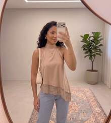 Women's Asymmetrical Cropped High Neck Halter Top With Lace Neck Tie Boho Chic Casual Elegant  Fashion Autumn Winter - 裸體 - 查看 3