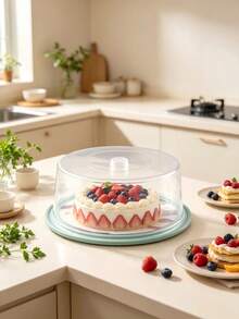 Round Plastic Cake Storage Box With A Highly Transparent Dust-Proof Top Lid. Airtight And Fresh-Keeping, Convenient For Storing And Carrying Desserts, A Practical Storage Container For Home Baking. - Random Color - View 2