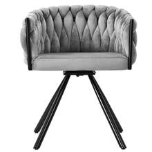 Dining Chair Set Grey Velvet Luxury - 4 Piece Set - 灰色 - 查看 9