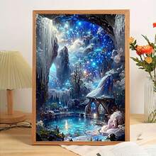 Multi-Color 5D DIY Diamond Painting Kit, Fantasy Cave Lake, Full Round Diamond With Tools, Adult Diamond Art Gift, Home Wall Decor Diamond Painting Poster, Back To School Handmade Gift - View 4