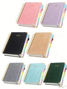 1pc Premium Hardcover Spiral Notebook, 300 Pages 5-Section Design With Removable Tabs, Large Capacity B5/A5 Lined Notepad, Student Learning Office Record Book, Essential Back To School Stationery - Multiple Styles - View 9