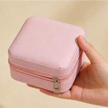 1pc Multi-Color Round Jewelry Box, Double Layer Jewelry Organizer With Necklace Hooks, Compact PU Leather Jewelry Case For Rings, Earrings, Bracelets, Portable For Travel, Daily Use - Multicolor - View 6