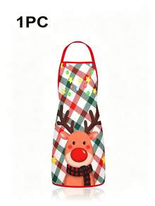 4 Pcs Christmas Buffalo Plaid Character Print Apron Set, Santa Snowman Reindeer Gingerbread Pattern Kitchen Cooking Baking Aprons For Holiday Party Home Decoration - Multicolor - View 12