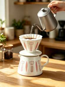 Bộ 2 món dụng cụ pha cà phê nhỏ giọt, bình đựng và phễu lọc bằng gốm, máy pha cà phê cầm tay dùng cho gia đình, cắm trại và hoạt động ngoài trời - Nhiều màu - Xem 3
