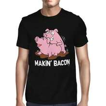 Unisex Adult T-Shirt1Tee Mens Makin Bacon Pig T-Shirt - 黑色 - 查看 1