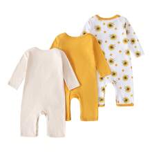 Kit 3 Bodies Bebê Manga Longa 100% Algodão Estampa Safari Body Infantil Macio Respirável para Menino Recém-Nascido Roupa de Bebê 0 a 18 Meses - Gengibre - Visão 2