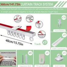 1pc Universal Curtain Track Kit For Ceiling And Wall Mounting With Quiet Sliding And Free Assembly - Dual Fixing 4-In-1 Self-Adhesive And Drill-In Curtain Rail, Easy Installation, Suitable For Bathroom, Window Curtains, Room Dividers, Cabinets And More - 1PC - View 17