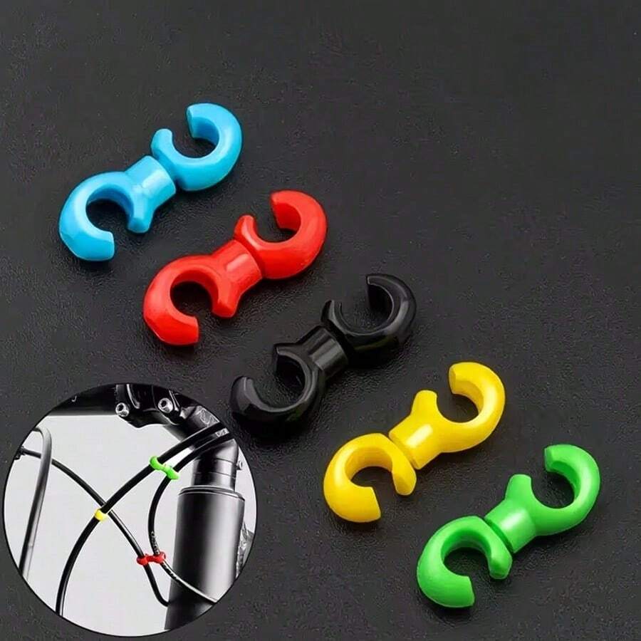 10pcs/Sturdy Bicycle Cable Clips With Rotating S-Shaped Hook And Secure Locking System, Perfect For Securing Brake And Gear Systems Of Mountain Bikes, Road Bikes And Hybrid Bikes - Made Of Durable Plastic, S-Shaped Design, Specifically Designed For Bicycle Transmission Cables - Multicolor - View 1