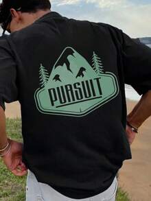 Camiseta Gráfica Mountain Pursuit% Algodón 180 g/² Cuello Redondo Transpirable Corte Regular para Aventuras al Aire Libre en Verano - Negro - Ver 2