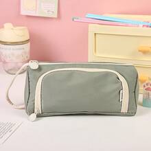 時尚學生鉛筆袋,耐用牛津布,雙拉鍊,多色可選,男女通用 - Triangle Twill Pencil Case - 查看 2
