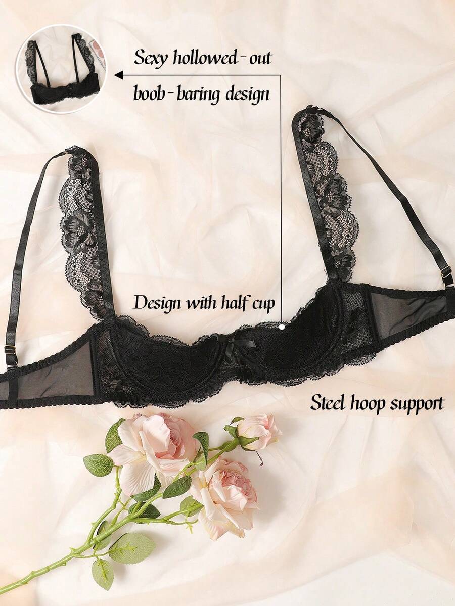 1 pieza Bralette con encaje y decoración de lazo