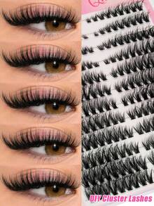 216 قطعة 12 صف C Curl 8-16 مم أطوال مختلطة رموش صناعية ثلاثية الأبعاد ذات رؤوس دقيقة، رموش عنقودية ناعمة وهشة بمظهر طبيعي، ساق سوداء رفيعة، تمديد رموش عنقودية DIY للمنزل - مشاهدة 7