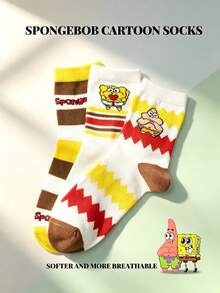 SpongeBob SquarePants 9/3/1雙男女通用隱形船襪，卡通圖案舒適隱形襪，日常休閒襪禮物 - 彩色 - 查看 8