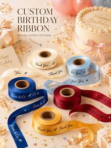 Custom Satin Ribbon, 25mm Personalized DIY Ribbon, Gift Wrapping, Birthday, Wedding, Anniversary, Woven Ribbon Bow Decoration Gift, School Supplies, Back To School - Multicolor - View 7