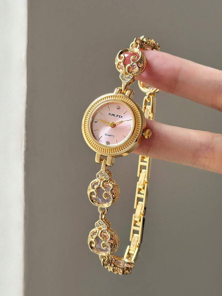 1pc Women's Quartz Watch Bead Style Fashionable And Exquisite Temperament Suitable For Daily Matching Birthday/Graduation Gifts Casual Gatherings - Gold - View 1