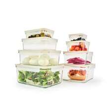 Sens 16Pcs Glass Food Storage Set Airtight And Leakproof, 8 Different Sizes, Anti Slip Lid, Microwave And Oven , Perfect For Meal Prep, Lunch Box, Nestable And Stackable, Pantry Storage - Beige - View 6