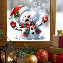 1pc Funny Snowman In Red Santa Hat & Scarf Print, Christmas Static Clings Window Sticker, Double-Sided Visible, Reusable No Residue Removable Decals For Home Living Room Holiday Party Glass Decoration - A - View 4