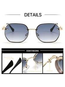 Verywork 1pc Personalized Geometric Brand Design Women's Sunglasses, Comes With Storage Case And Cleaning Cloth, Suitable For Beach Vacation, Street Fashion, Outdoor Travel, Driving Sun Protection And More - Multicolor - View 6