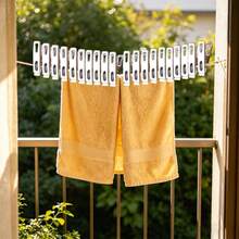 Portable Indoor/Outdoor Clothesline With Clips, Windproof And Anti-Slip, Nylon Perforated Rope, Suitable For Travel, Camping, Rental, Dorm, Hotel, Includes Storage Bag Set - Multicolor - View 13