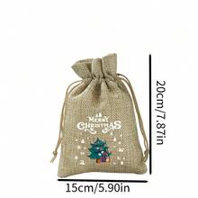 10pcs-Linen Bags, Christmas Gift Bags, Holiday Gift Bags, Jewelry & Snack Storage Bags, Gift Bags - View 3