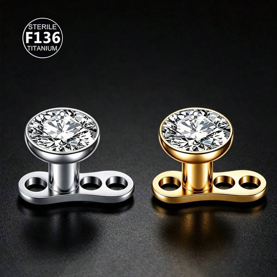 F136 Titanium Alloy Accessory Head 1.2 Thread Bowl Bottom Diamond Stud Skin Piercing Clavicle Stud Implant Stud Skin Graft Stud 2-5mm Drill