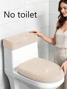 Stretch Toilet Cover, Toilet Seat Cover And Tank Cover, Elastic Fabric Toilet Cover Set, Suitable For Bathroom Toilets, Easy To Install, Machine Washable, Suitable As A Gift For Friends, Family, Teachers, Back To School Gift, Teacher's Day Gift - Multicolor - View 12