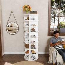 White Display Cabinet - 8-Tier Rotating Shoe Organizer - 白色 - 查看 10