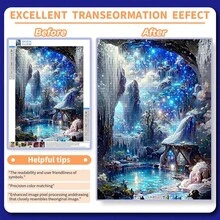 Multi-Color 5D DIY Diamond Painting Kit, Fantasy Cave Lake, Full Round Diamond With Tools, Adult Diamond Art Gift, Home Wall Decor Diamond Painting Poster, Back To School Handmade Gift - View 8