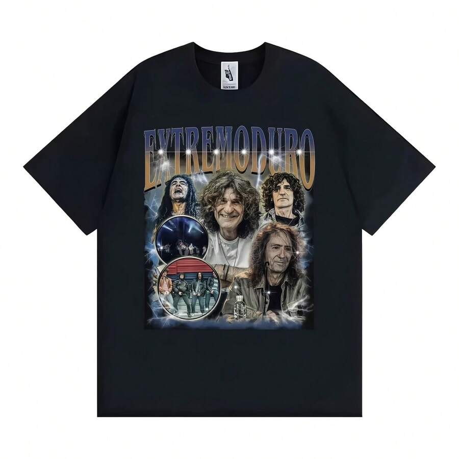 Vintage Grafik T-Shirts der Rockband Extremoduro, Damenbekleidung, Harajuku Hip Hop Punk Stil T-Shirt, lockeres Oversized Baumwoll T-Shirt - Form - Übersicht 1