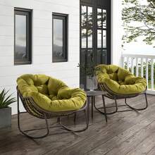 Outdoor Rattan Rocking Chair,Padded Cushion Rocker Recliner Chair Outdoor For Front Porch, Living Room, Patio, Garden, Olive Green - A - 查看 3