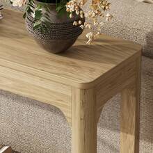 140cm langer, geschwungener Beistelltisch mit Stauraum, ein zweistöckiger Stauraumtisch für hinter dem Sofa, ideal für den Bereich hinter dem Sofa, den Eingangsbereich, den Flur und die Diele. Naturholzfarbe - Verschiedenfarbig - Übersicht 11