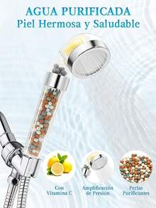 Cabezal de Regadera de Filtro con Soporte, Con Filtro De Vitamina C, Purificador de Alta Presión, Cabezales De Ducha Filtrados Con Cuentas De Filtro, Cabezal de Regadera Cambiable - como en la imagen - Ver 3