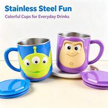Disney Buzz Lightyear 3D Stainless Steel Inner Cup With Handle And Lid, Beverage Coffee Cup With Measurement Lines, Classic Toy Story, Alien Pattern Design, Easy To Clean Cup, Ideal Birthday Gift, Back To School Gift - Multicolor - View 7