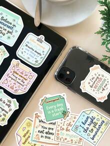 50Pcs Motivational Quote Stickers, Positive Inspirational Text Waterproof Vinyl Decals, Decor Stickers For Water Bottles, Laptops, Luggage, Teen Back To School Stationery - 50Pcs - View 3