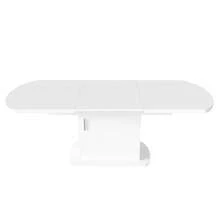 Extendable Oval Dining Table White And Silver - Optimized Space In Wood For Dining Room And Kitchen - 白色 - 查看 10