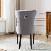 Dining Chair Set, 6 Piece Velvet Grey With Oak Legs - 灰色 - 查看 10