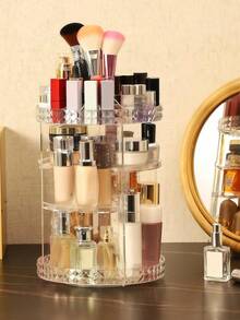 360° Rotating Makeup Organizer, 21*28cm Acrylic Cosmetic Display Rack, Suitable For Skincare, Perfume, Lipstick, Vanity, Bathroom Countertop, Makeup Storage, Makeup Accessories, Storage Box With Lid, Plastic Storage Box, Storage Organizer, Cosmetic Display Rack, Cosmetic Storage Box, Transparent Storage Rack, Cosmetic Storage Box - View 8