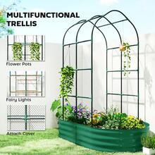 Galvanised Raised Garden Bed With Arched Trellis, 5 X 3 X 6ft Metal Outdoor Planter Box With Open Bottom, Green - 63 L X 35.4 W X 70.9 H - View 1