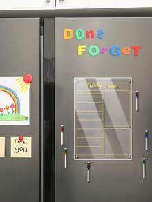 Refrigerator Magnetic Acrylic Planning Board Transparent Weekly Schedule Checklist Board Reusable Erasable Shopping List Memo Board White, Black, Gold 3 Colors Available Home Kitchen Whiteboard - Multicolor - View 7