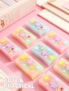 Colorful Star Jelly Eraser, Semi-Transparent Soft Texture Clean Erasure Art Sketching Student Exam Correction Eraser, Back To School Essential Stationery - Multicolor - View 4