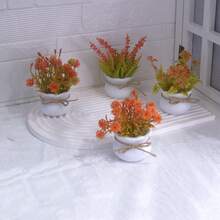 2Pcs/4Pcs Autumn Mini Artificial Potted Plants, Home Decor, Holiday/Living Room/Dining Table/Bathroom/Washbasin Artificial Greenery Fake Flower Decoration - Orange - View 12